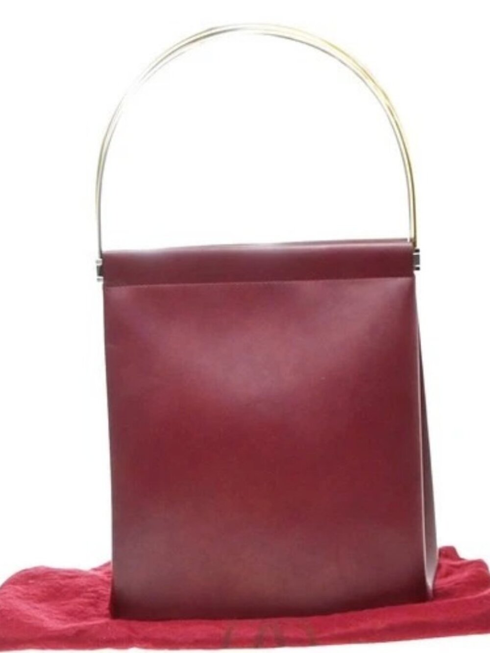 MUST DE CARTIER Trinity Shoulder Hand Bag Leather Red Bordeaux France 79KD836